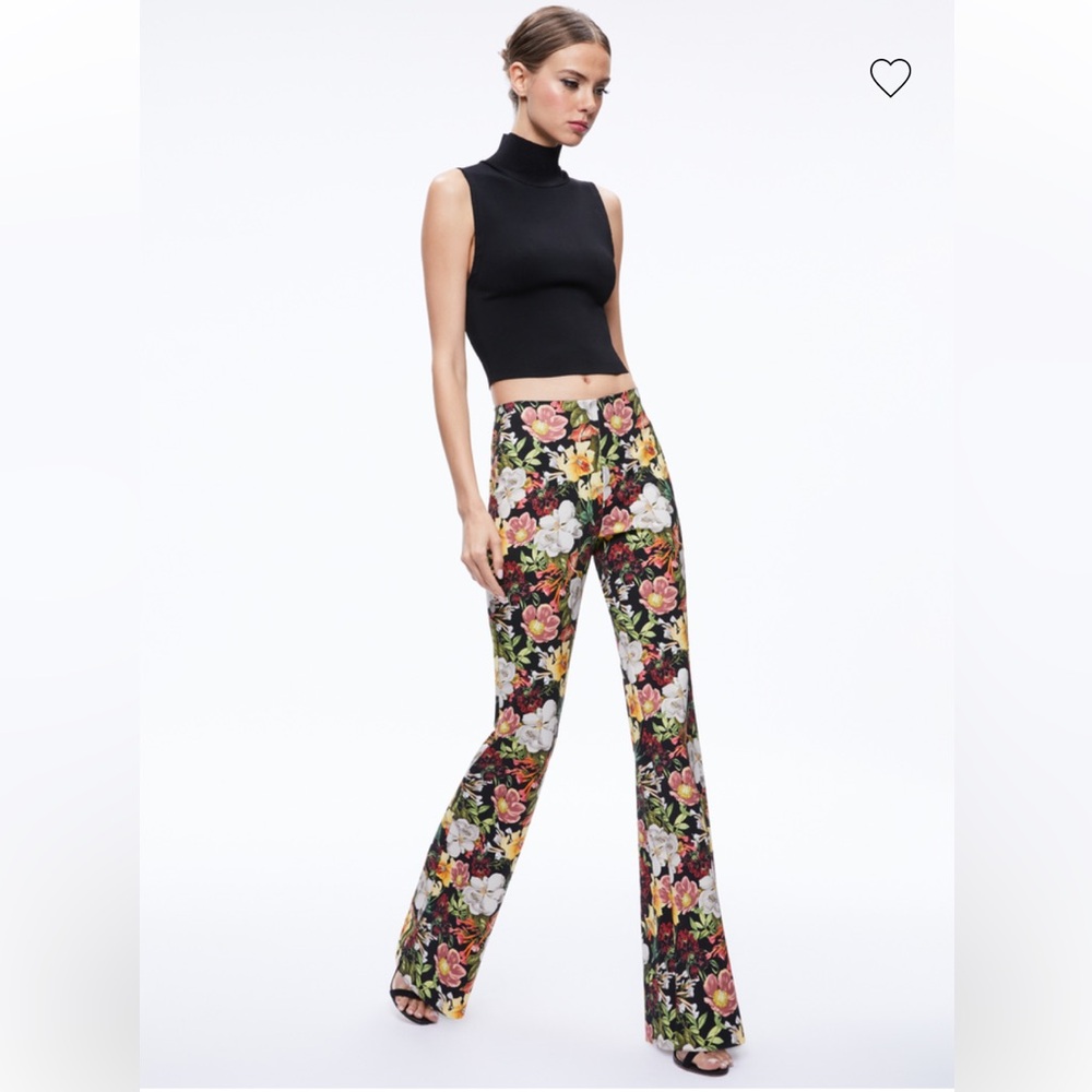 Alice & Olivia Brynlee Bootcut Pant Size 0 Scuba Floral Print EUC